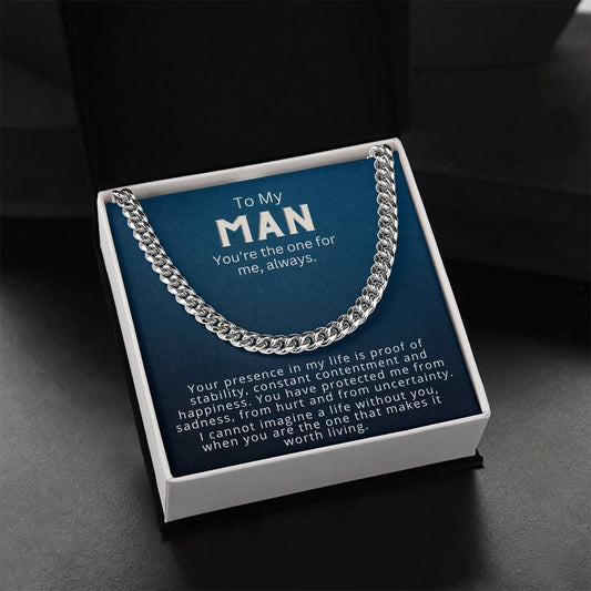 To My Man Chain Necklace - Cuban Chain Necklace For Men