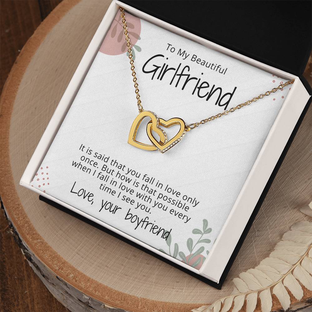 Personalized Girlfriend Interlocking Hearts Necklace