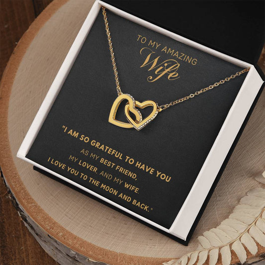 To my wife Interlocking Hearts Necklace