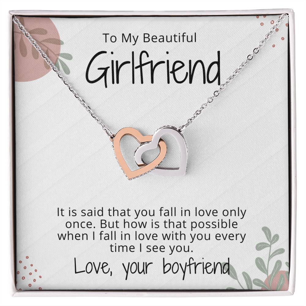 Personalized Girlfriend Interlocking Hearts Necklace