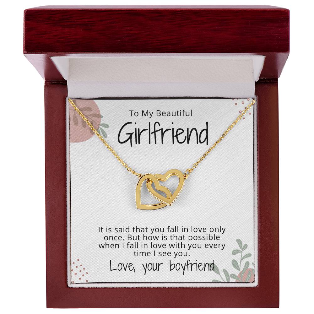 Personalized Girlfriend Interlocking Hearts Necklace