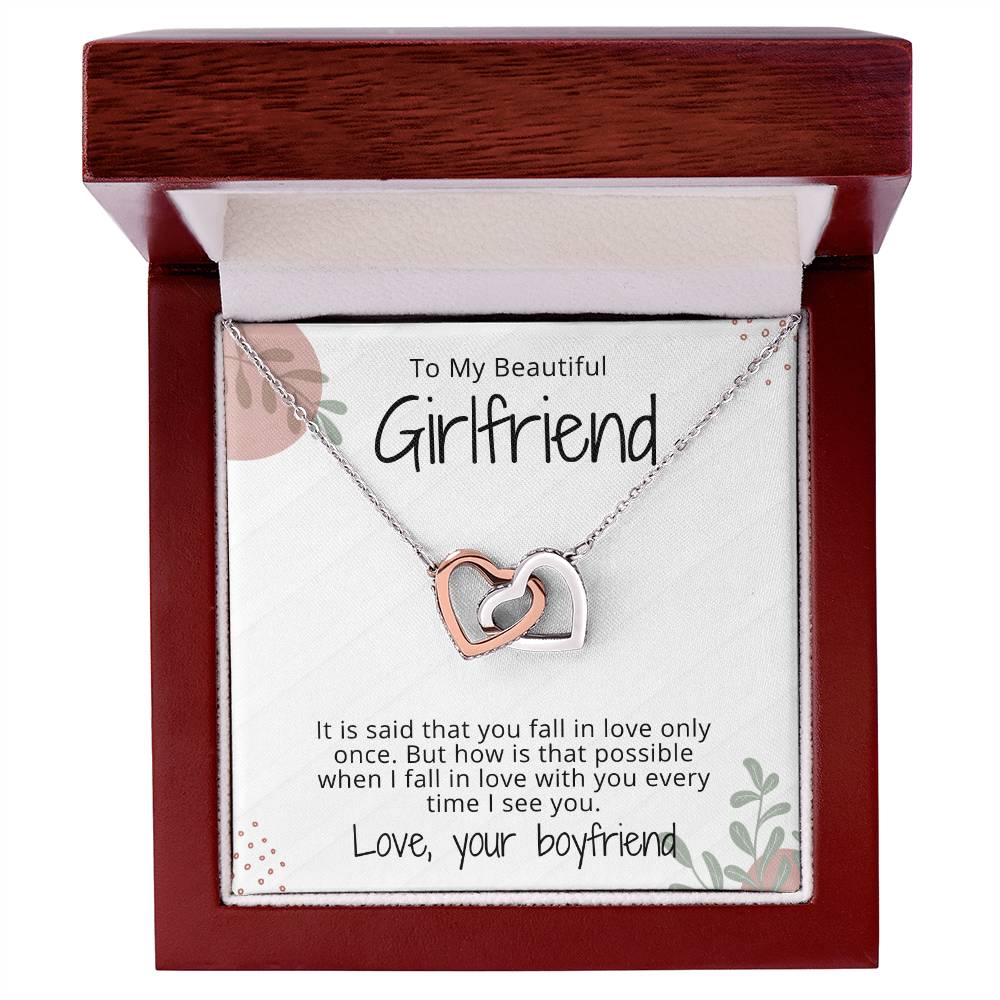 Personalized Girlfriend Interlocking Hearts Necklace